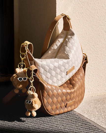 Pompom Charm Quilted Shoulder Bag-1