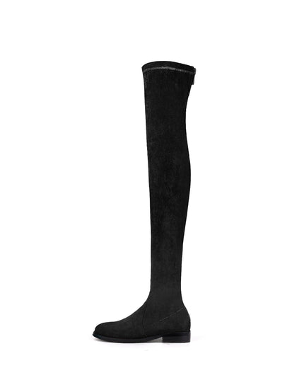 Posh Low Heel Thigh Boots with Full Back Zipper-0