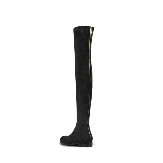 Posh Low Heel Thigh Boots with Full Back Zipper-3