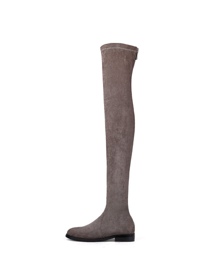 Posh Low Heel Thigh Boots with Full Back Zipper-5