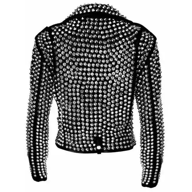 Women’s Gothic Punk Studded Leather Jacket-1