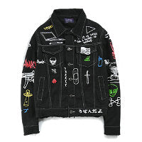 Hip Hop Fashion Printed Jeans Jacket Men  Autumn Winter Streetwear Denim Jackets Coats Cowboy Jacket Jaqueta masculina-0