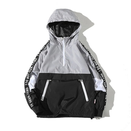 Spring Hip Hop Mens Hooded Windbreaker Jacket Patchwork Vintage Loose Track Hoodie Jacket Coats Streetwear Chaqueta hombre-5