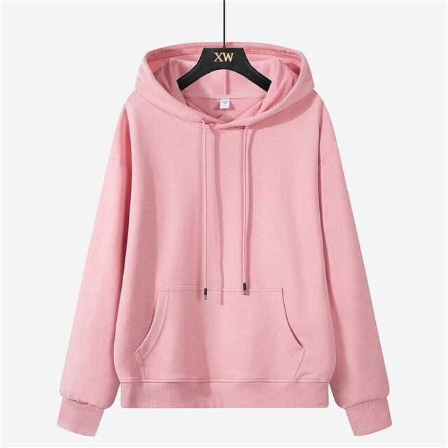 Autumn winter fleece oversize hoodies solid color jackets toppies womens tracksuits hooded sweatshirts-8