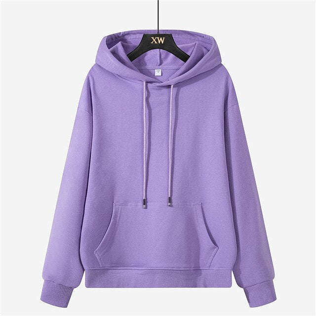 Autumn winter fleece oversize hoodies solid color jackets toppies womens tracksuits hooded sweatshirts-6