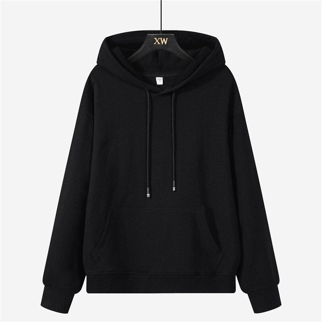 Autumn winter fleece oversize hoodies solid color jackets toppies womens tracksuits hooded sweatshirts-3