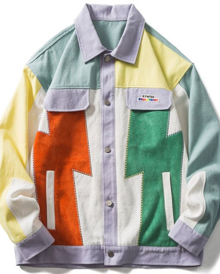 Embroidery Patch Patchwork Color College Style Jackets Men Coats Autumn Casual Hip Hop Harajuku Fashion Outwear Unisex-0