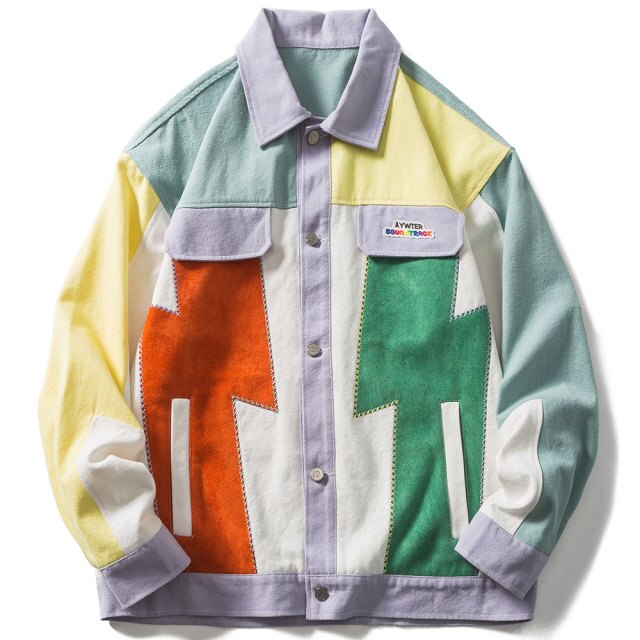 Embroidery Patch Patchwork Color College Style Jackets Men Coats Autumn Casual Hip Hop Harajuku Fashion Outwear Unisex-0