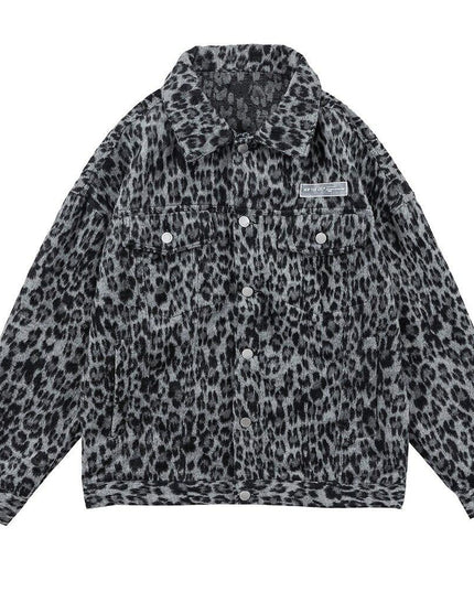 Hip Hop Jacket Coat Men Furry Leopard Print Multi-Pocket Outwear Loose Retro Rock Hipster High Street Jacket Streetwear-2