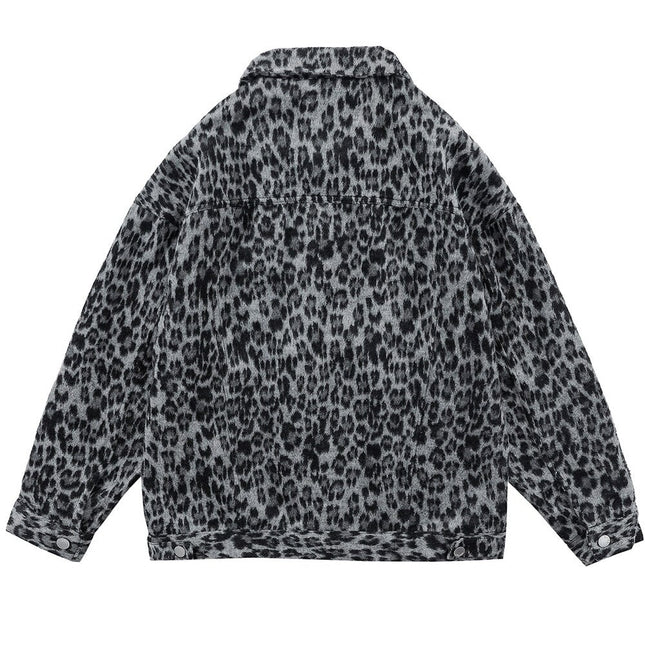 Hip Hop Jacket Coat Men Furry Leopard Print Multi-Pocket Outwear Loose Retro Rock Hipster High Street Jacket Streetwear-3