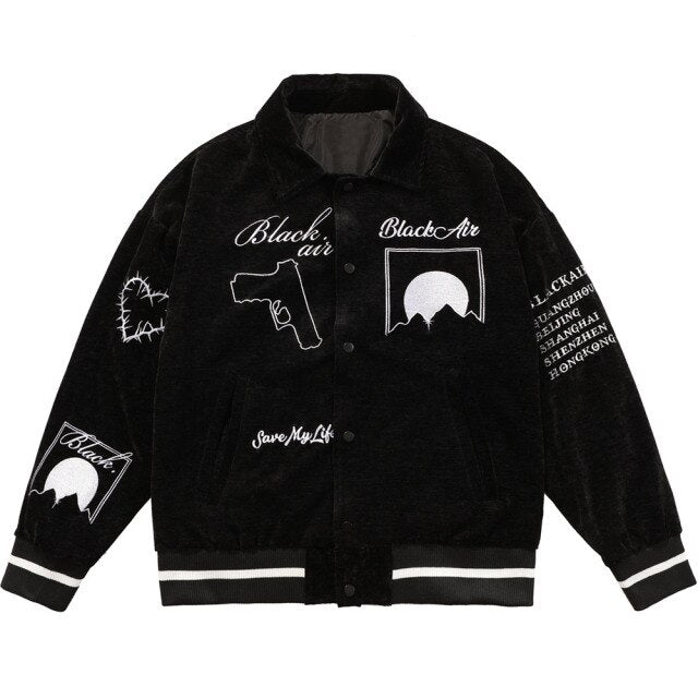 Jacket Men Esthetics Line Letter Eye Embroidery Bomber Coats Autumn Cozy Baggy Fashion Retro High Street Outwear Couple-2
