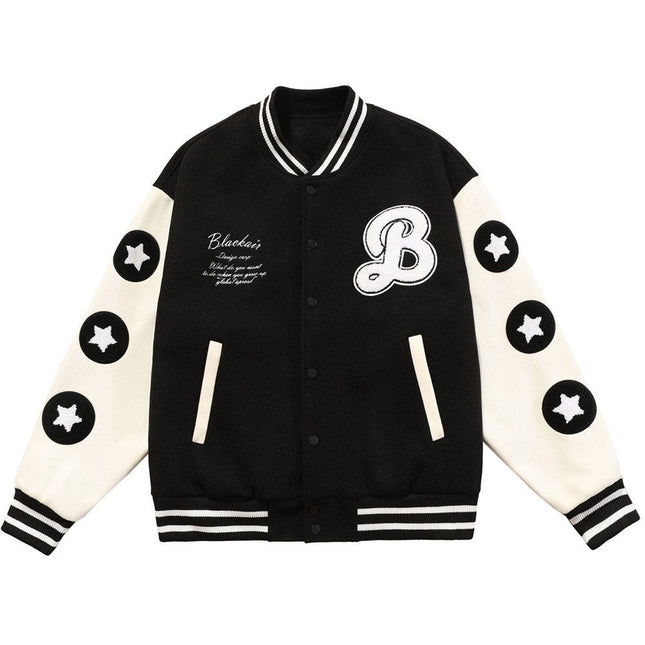 Men Hamburger Patch Letter Embroidery Bomber Jacket Autumn Loose Harajuku Hip Hop Fashion Baseball Coats Couple Outwear-1