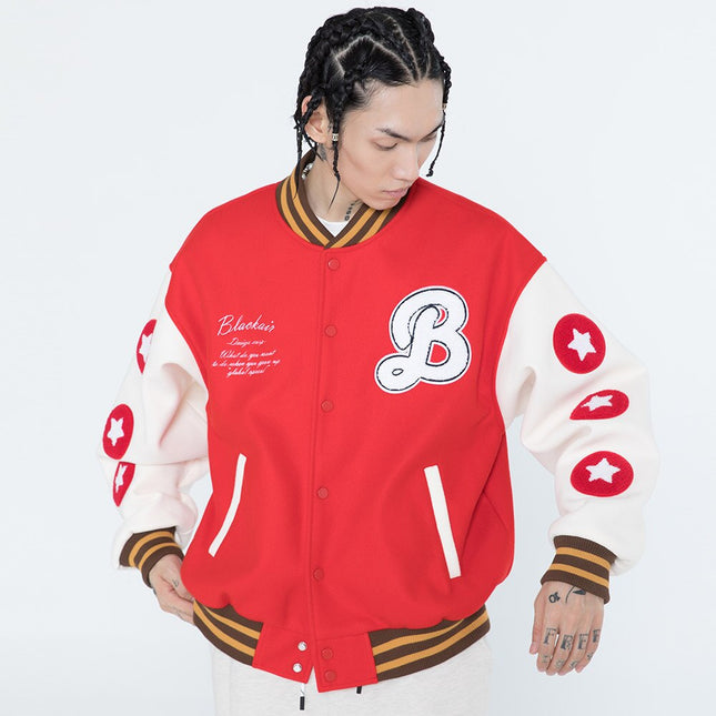 Men Hamburger Patch Letter Embroidery Bomber Jacket Autumn Loose Harajuku Hip Hop Fashion Baseball Coats Couple Outwear-4