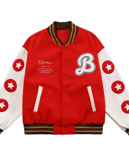 Men Hamburger Patch Letter Embroidery Bomber Jacket Autumn Loose Harajuku Hip Hop Fashion Baseball Coats Couple Outwear-2