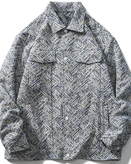 Jacket Men Harajuku Pattern Letter Patch Turn-down Collar Jackets Coat Baggy Japanese Fashion All-match Outwear Autumn-0