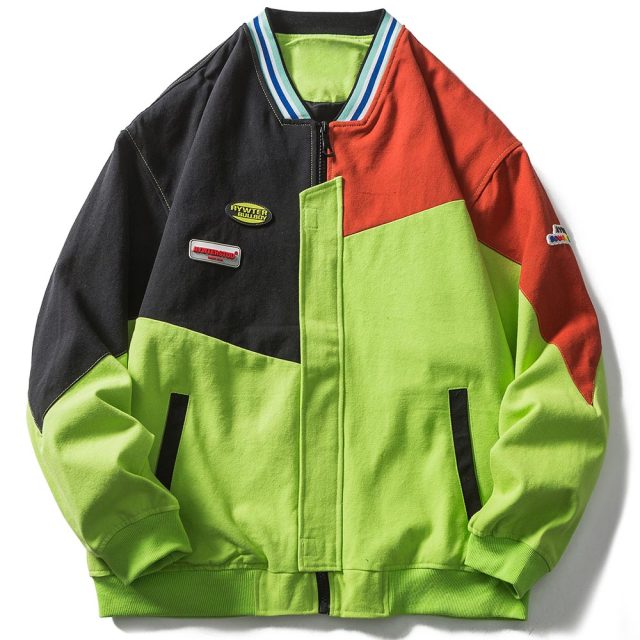 Jacket Men Hit Color Patchwork Zipper Jackets Coats Autumn Casual Oversized Outwear Harajuku Hip Hop Hipster Streetwear-0