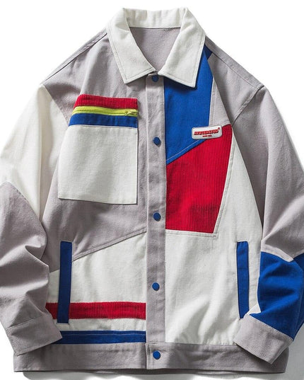 Jacket Men Colorful Patchwork Zipper Pocket Outwear Autumn Baggy Fashion Hip Hop Harajuku Cargo Coats Unisex Streetwear-0