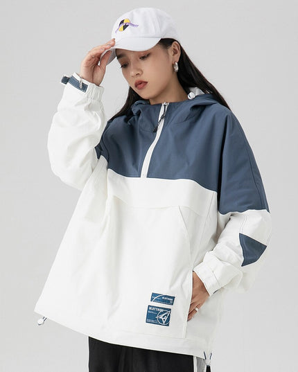 Jacket Men Letter Patch Color Block Zipper Hooded Windbreaker Men Casual Loose Harajuku High Street Outwear Coat Autumn-3