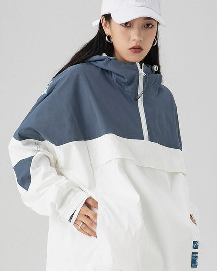 Jacket Men Letter Patch Color Block Zipper Hooded Windbreaker Men Casual Loose Harajuku High Street Outwear Coat Autumn-4