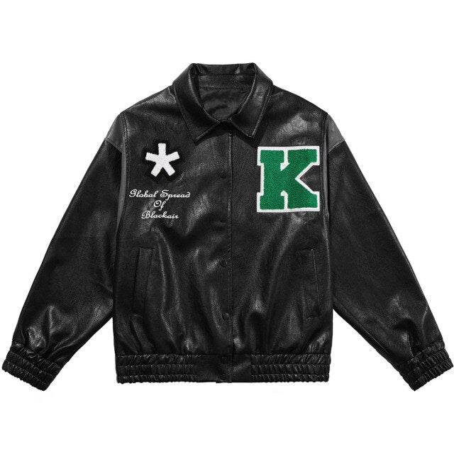 Jacket Men Letter Embroidery Patch Leather Coats Autumn Retro Baggy Punk Fashion Cool Jackets Outwear Couple Streetwear-2