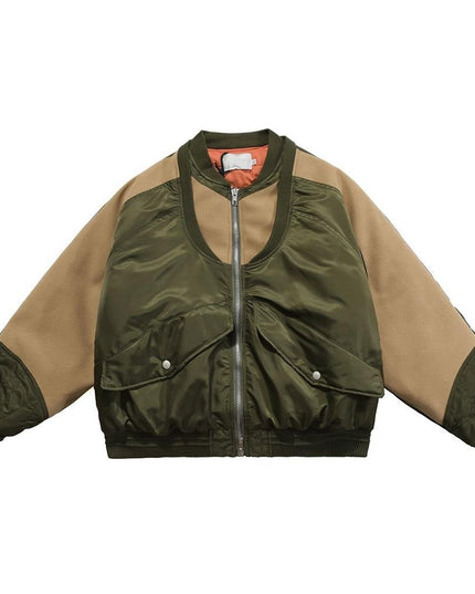 Patchwork Color Winter Jacket Men Button Pockets Zipper Warm Cozy Thick Coat Retro Fashion Bomber Jacket Men Streetwear-0