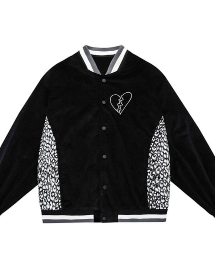 Jacket Men Leopard Patchwork Letter Embroidery Baseball Coat Japanese Hipster Retro Hip Hop Advanced Fashion Streetwear-0