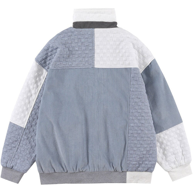 Jacket Men Hit Color Block Patchwork Standing Collar Coats Youthful Vitality All-match College Style Outwear Streetwear-1