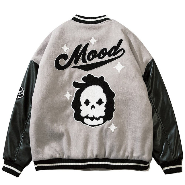 Jacket Men Furry Letter Star Leather Oversized Bomber Coats Couple All-match College Style High Street Baseball Outwear-1
