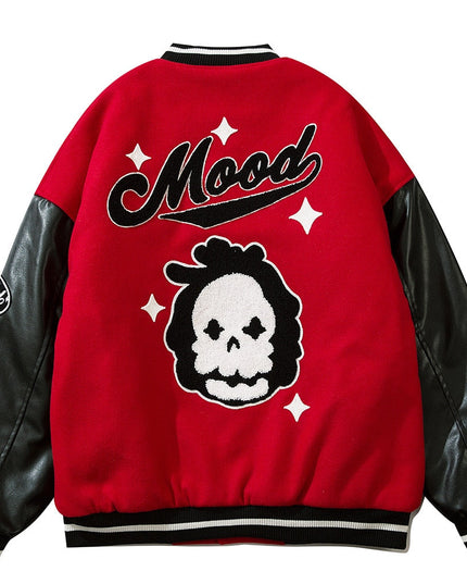 Jacket Men Furry Letter Star Leather Oversized Bomber Coats Couple All-match College Style High Street Baseball Outwear-3