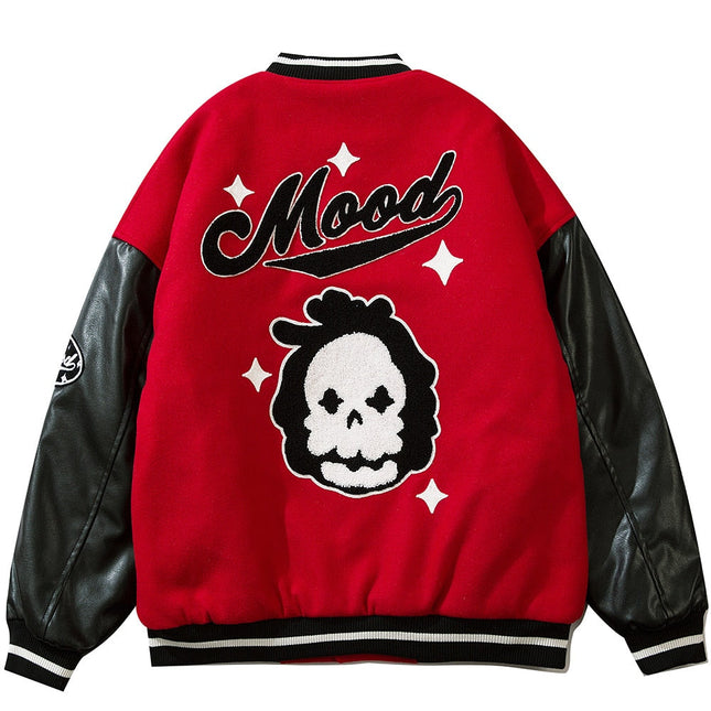 Jacket Men Furry Letter Star Leather Oversized Bomber Coats Couple All-match College Style High Street Baseball Outwear-3