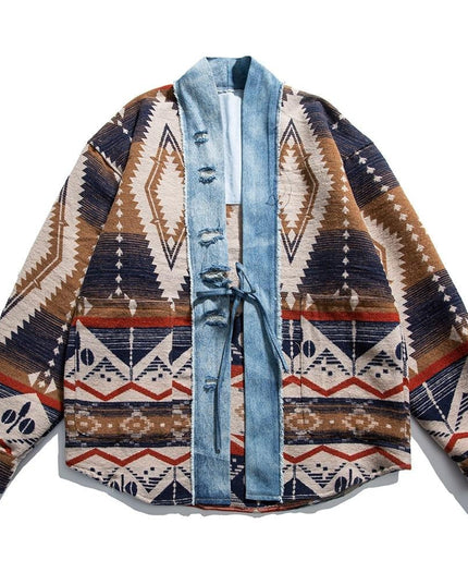 Jacket Men Vintage Folk-custom Totems Robe Japanese Style Casual Loose Fashion Coat Harajuku High Street Outwear Autumn-0