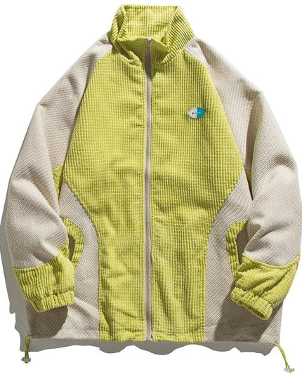 Track Jacket Men Color Block Drawstring Zipper Coats Autumn Loose Cozy Retro Harajuku Fashion Outwear Couple Streetwear-0