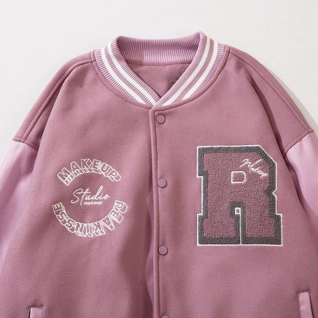 Varsity Jacket Men Leather Patchwork Letter Patch Baseball Coats Harajuku All-match Casual College Style Bomber Outwear-4