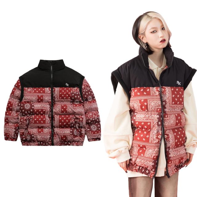 Parka Winter Jacket Men Furry Letter Paisley Printed Patchwork Hip Hop Fashion Loose Warm Cozy Sleeves Detachable Coats-5