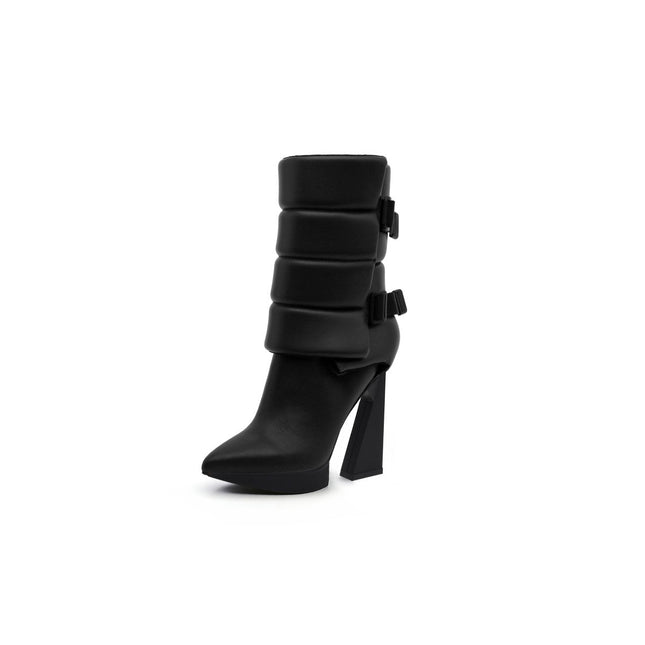 Puffy Leather Platform Boots-1