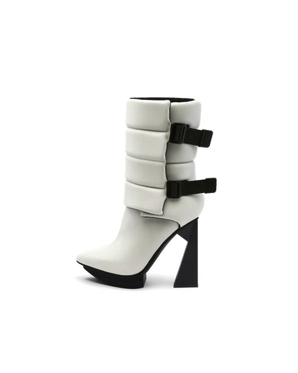 Puffy Leather Platform Boots-6