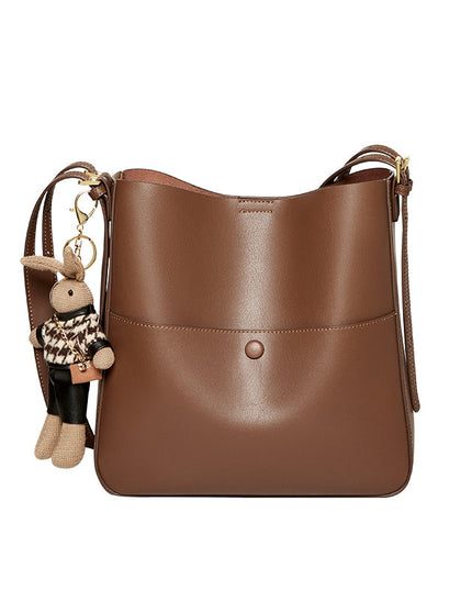 Rabbit Charm Cappuccino Crossbody Bucket Bag-0