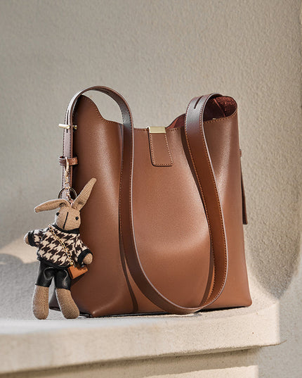 Rabbit Charm Leather Work Tote Bag-3
