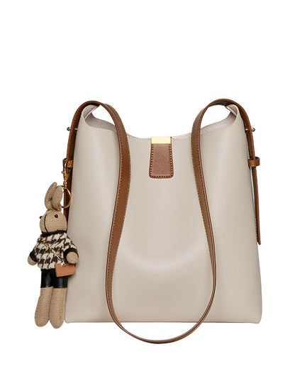 Rabbit Charm Leather Work Tote Bag-5