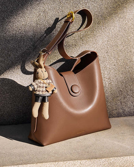 Retro Brown Leather Medium Shoulder Bag-3