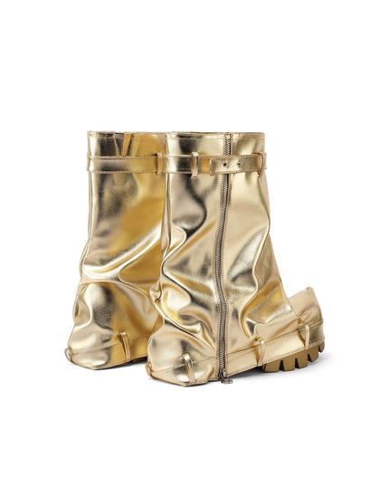 Ruched Loose Fit Metallic Boots-4