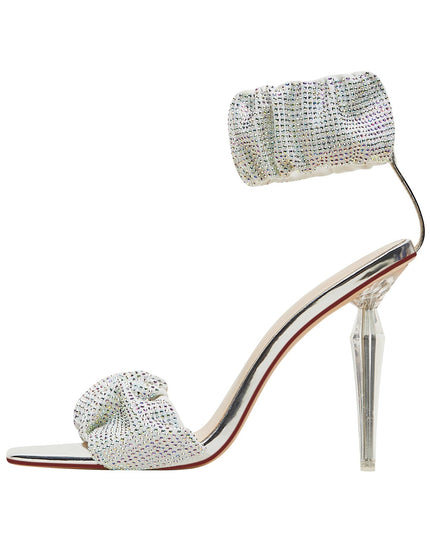 Ruched Open Toe Ankle Strap Icicle Stiletto Sandals-6