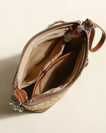 Rustic Rattan Brown Bucket Bag-2