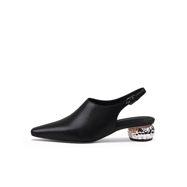 Sculptural Ball Heel Slingback Sandals-0