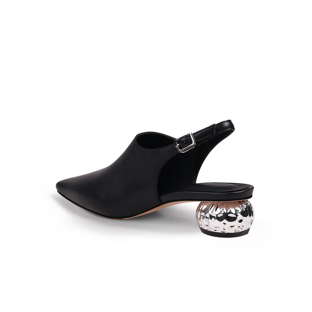 Sculptural Ball Heel Slingback Sandals-3