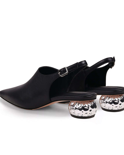 Sculptural Ball Heel Slingback Sandals-4