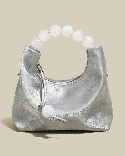 Silver Pearl Top Handle Bag-0