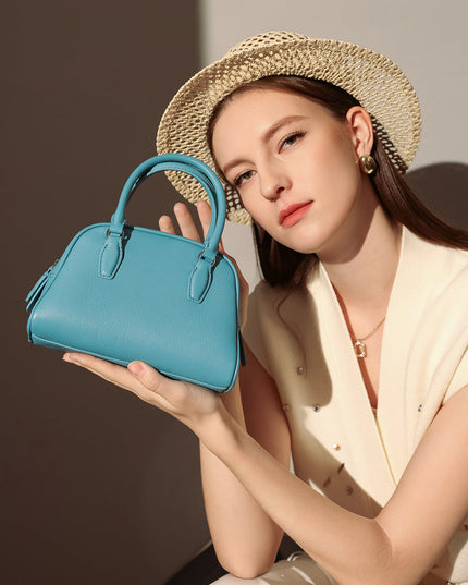 Simple Leather Bowling Bag-3
