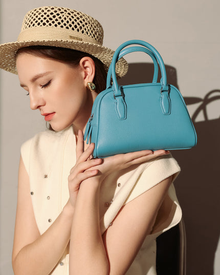 Simple Leather Bowling Bag-4