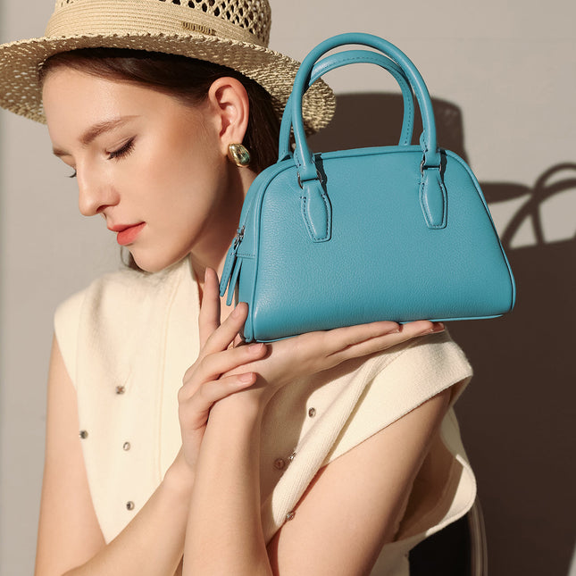 Simple Leather Bowling Bag-4